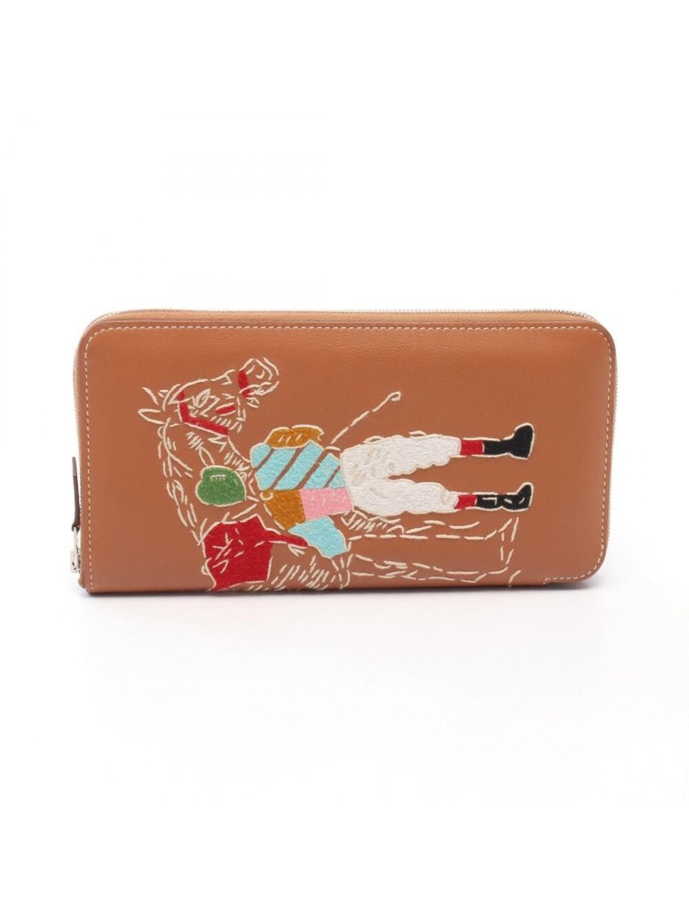 Hermes Round Wallet Azap Long Classic Embroidery Gold